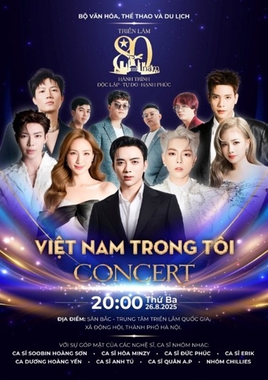 Đại nhạc hội “Việt Nam trong tôi” do Bộ Văn hóa, Thể thao & Du lịch chủ trì sẽ khuấy đảo VEC những ngày tháng 8 lịch sử Đại nhạc hội “Việt Nam trong tôi” do Bộ Văn hóa, Thể thao & Du lịch chủ trì sẽ khuấy đảo VEC những ngày tháng 8 lịch sử