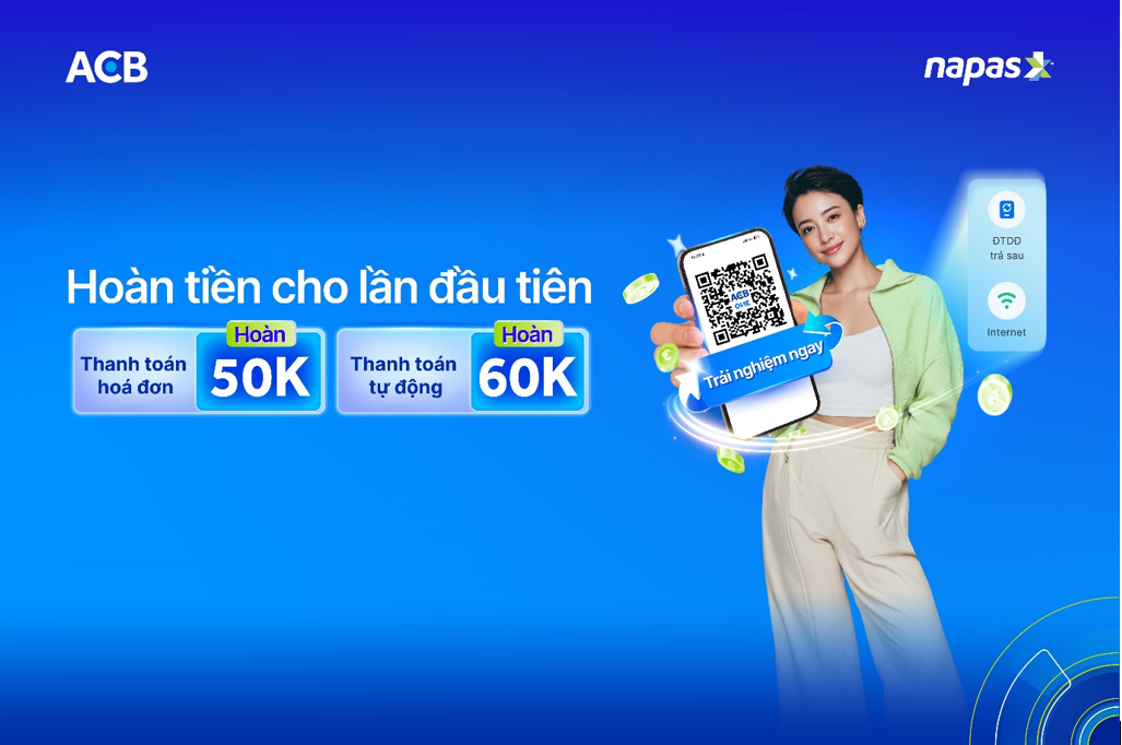 Cùng NAPAS thanh toán hóa đơn trên ACB ONE - nhận ngay hoàn tiền hấp dẫn