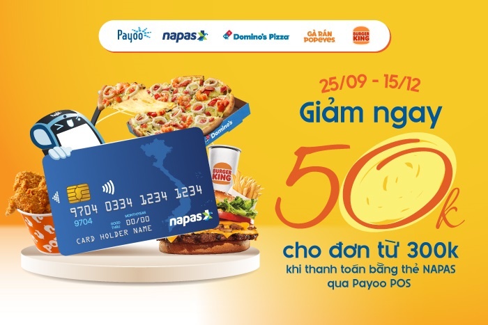 Thưởng thức món ngon mỗi ngày, giảm ngay 50.000 đồng khi thanh toán bằng thẻ NAPAS Thưởng thức món ngon mỗi ngày, giảm ngay 50.000 đồng khi thanh toán bằng thẻ NAPAS