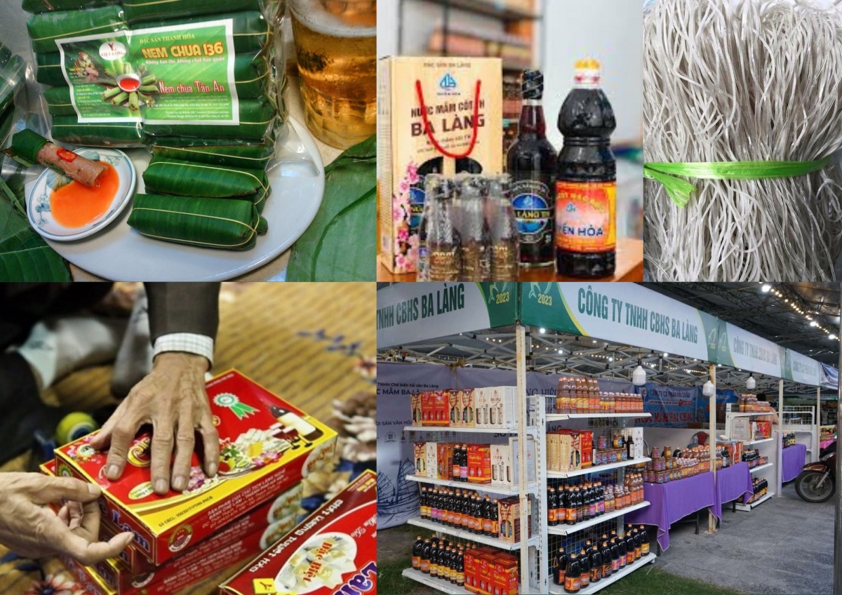 Một số sản phẩm đặc sản như nem chua, nước mắm Ba Làng, chè lam Phủ Quảng, miến dong Cẩm Thủy đã được đưa lên quầy kệ của các chuỗi phân phối hiện đại Một số sản phẩm đặc sản như nem chua, nước mắm Ba Làng, chè lam Phủ Quảng, miến dong Cẩm Thủy đã được đưa lên quầy kệ của các chuỗi phân phối hiện đại