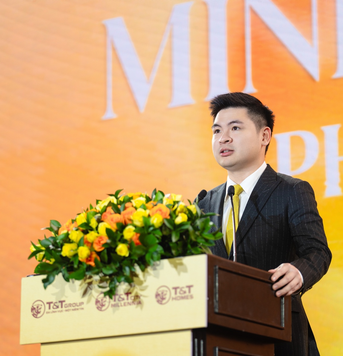 Ông Đỗ Vinh Quang - Chủ tịch HĐQT T&T Homes phát biểu tại buổi lễ Ông Đỗ Vinh Quang - Chủ tịch HĐQT T&T Homes phát biểu tại buổi lễ