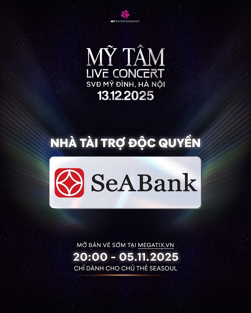 SeABank mang cơ hội săn vé miễn phí cho khách hàng trải nghiệm Mỹ Tâm Live Concert 2025 SeABank mang cơ hội săn vé miễn phí cho khách hàng trải nghiệm Mỹ Tâm Live Concert 2025