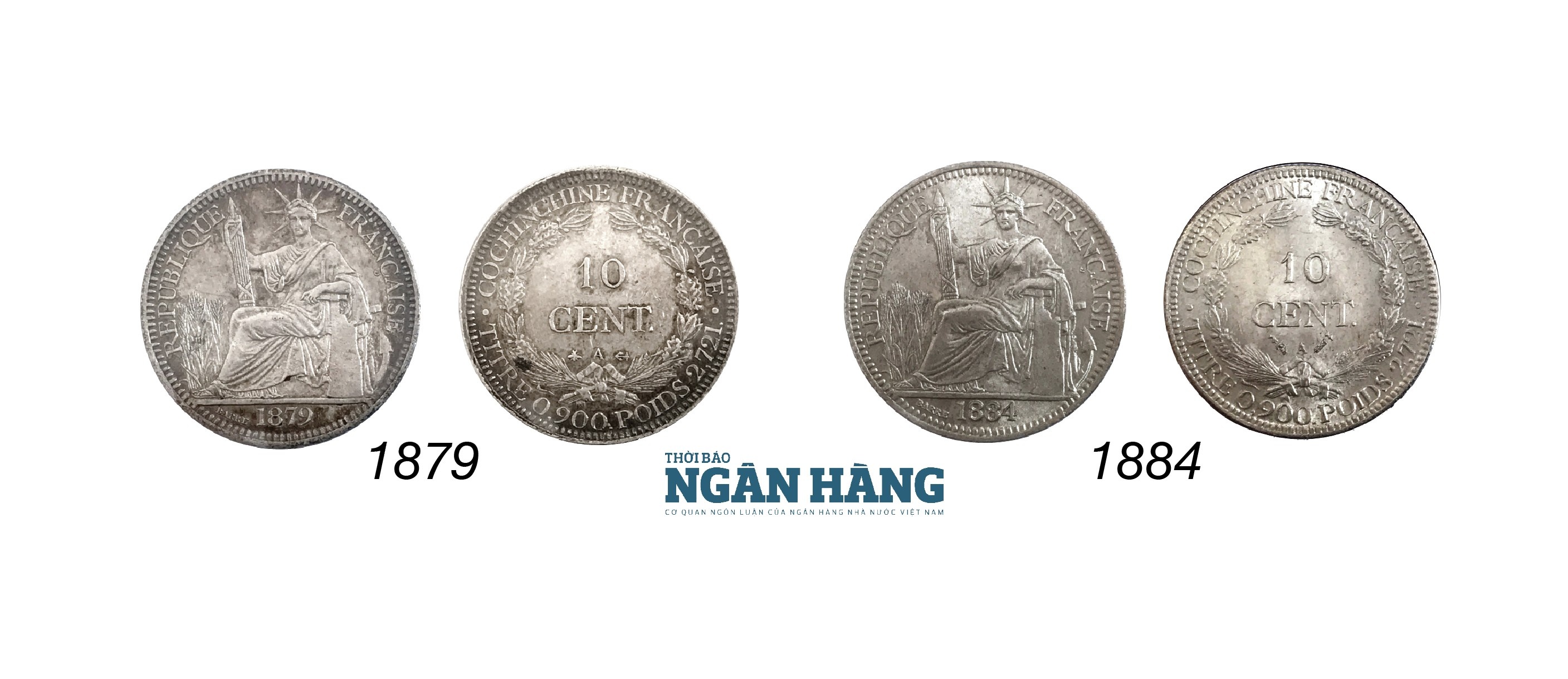 Tiền Nam Kỳ thuộc Pháp - Cochinchine (1875 – 1885) - Tiền Bằng Bạc Tiền Nam Kỳ thuộc Pháp - Cochinchine (1875 – 1885) - Tiền Bằng Bạc