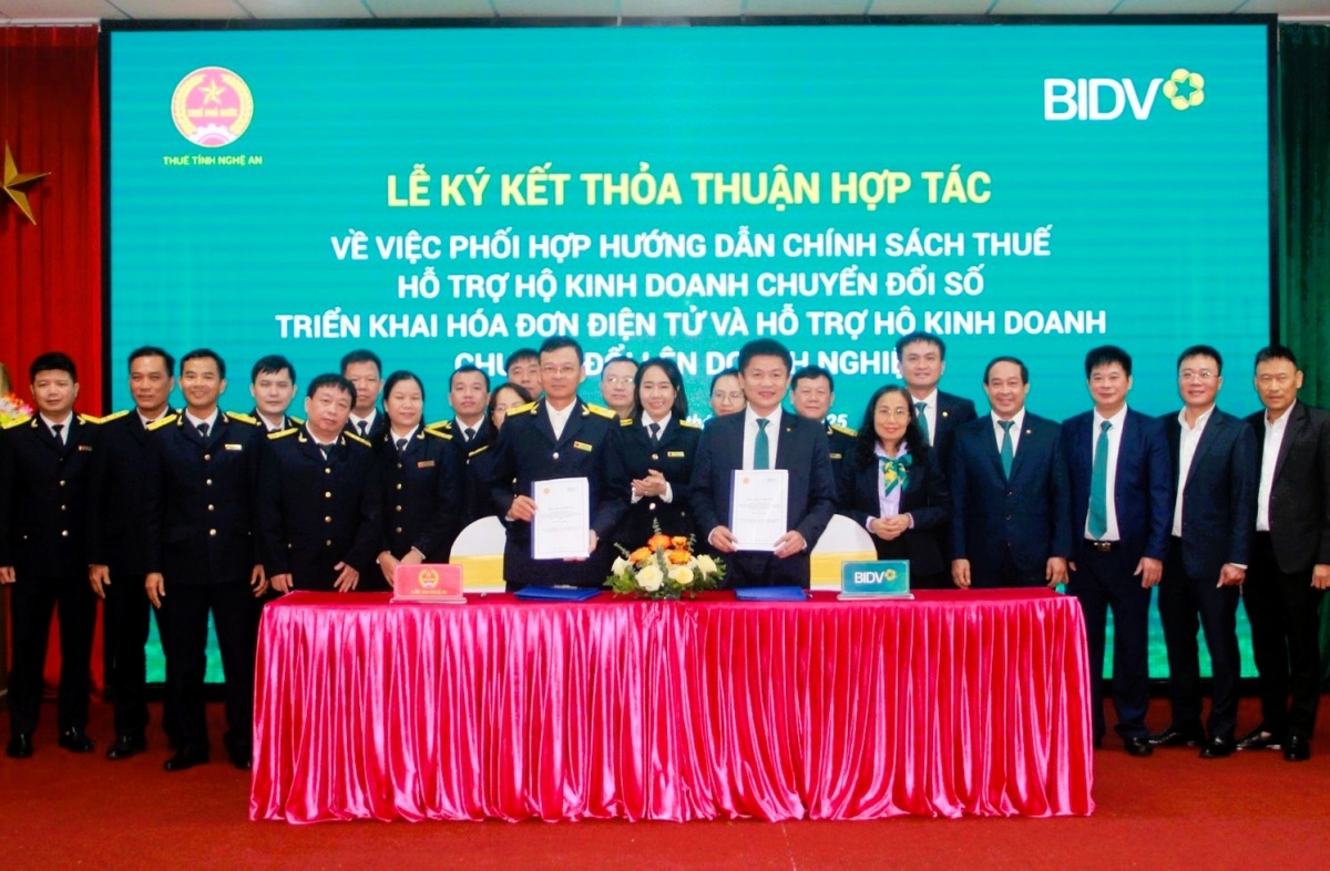Thuế tỉnh Nghệ An và hệ thống các chi nhánh BIDV ở địa phương ký kết thỏa thuận hợp tác toàn diện.