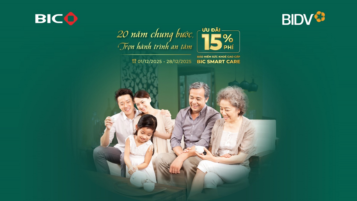 Ưu đãi 15% phí bảo hiểm sức khoẻ cao cấp mừng kỷ niệm 20 năm thương hiệu BIC Ưu đãi 15% phí bảo hiểm sức khoẻ cao cấp mừng kỷ niệm 20 năm thương hiệu BIC