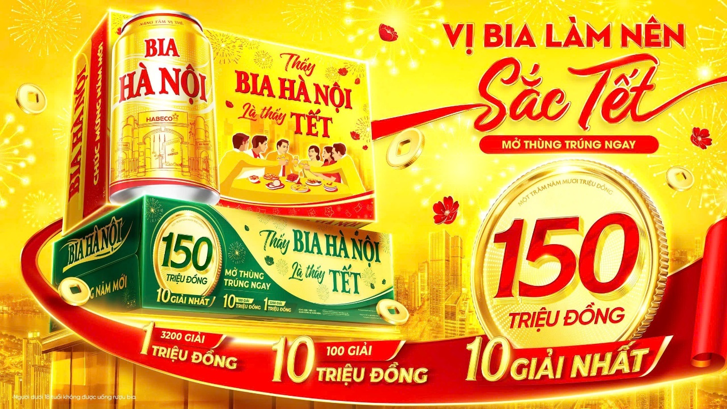 Mở triệu lộc vàng đón Tết sung túc cùng Bia Hà Nội Tết 2026
