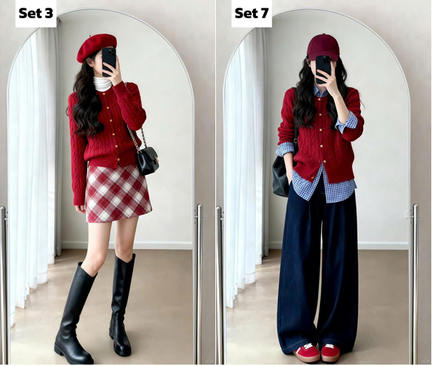 Cardigan đỏ đón Tết: 8 cách phối chuẩn Hàn, mặc là thấy không khí xuân Cardigan đỏ đón Tết: 8 cách phối chuẩn Hàn, mặc là thấy không khí xuân
