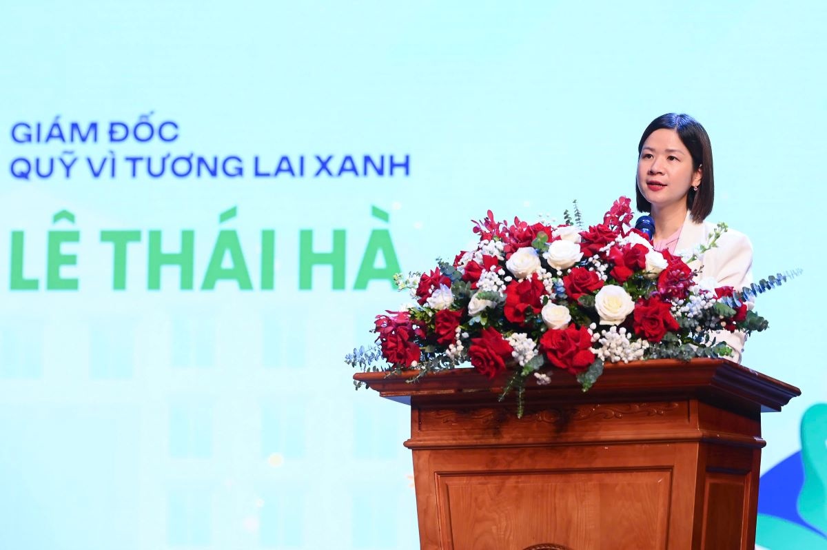 Bà Lê Thái Hà, Giám đốc Quỹ Vì tương lai xanh phát biểu