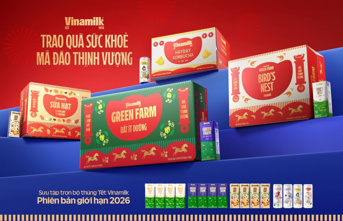 Bộ sản phẩm dinh dưỡng của Vinamilk cho “Tết có sức khỏe, cầu được ước thấy” Ảnh: Vinamilk