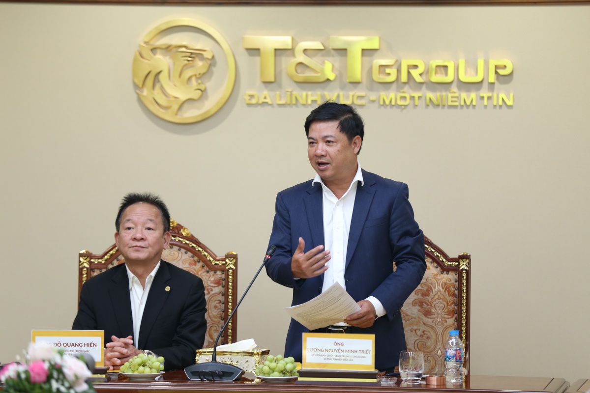 Bí thư Tỉnh ủy Đắk Lắk Lương Nguyễn Minh Triết phát biểu tại buổi làm việc. (Ảnh: T&T Group)