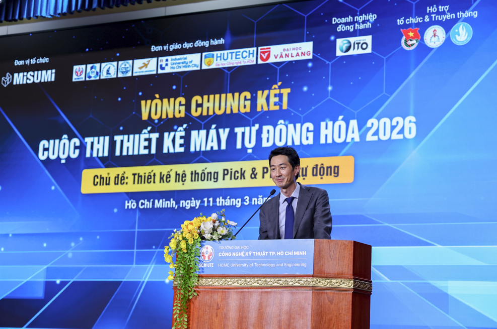 Ông Tomohiro Watanabe, Tổng Giám đốc MISUMI Việt Nam phát biểu tại sự kiện.