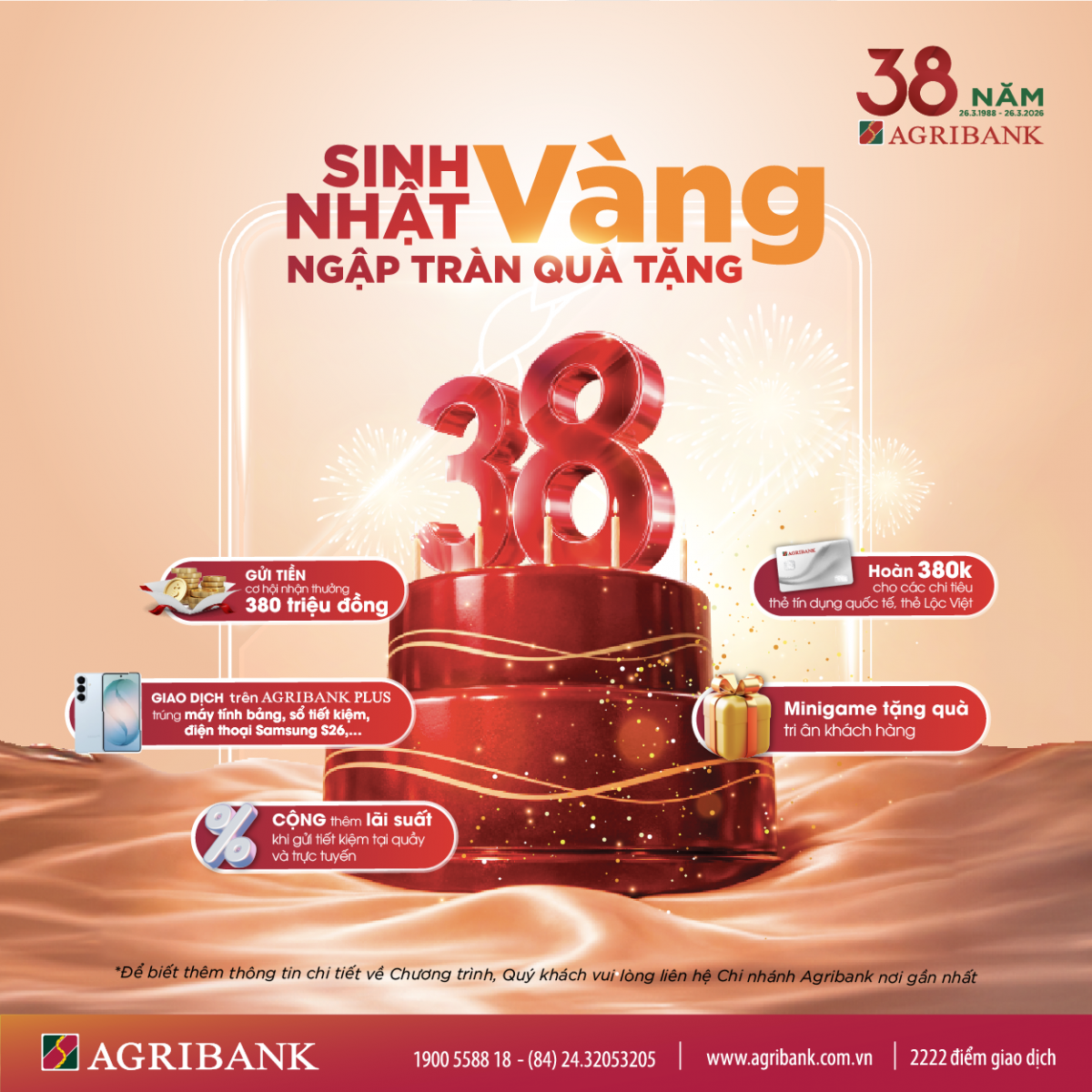 Agribank tri ân khách hàng với chuỗi ưu đãi “khủng” nhân dịp 38 năm thành lập Agribank tri ân khách hàng với chuỗi ưu đãi “khủng” nhân dịp 38 năm thành lập