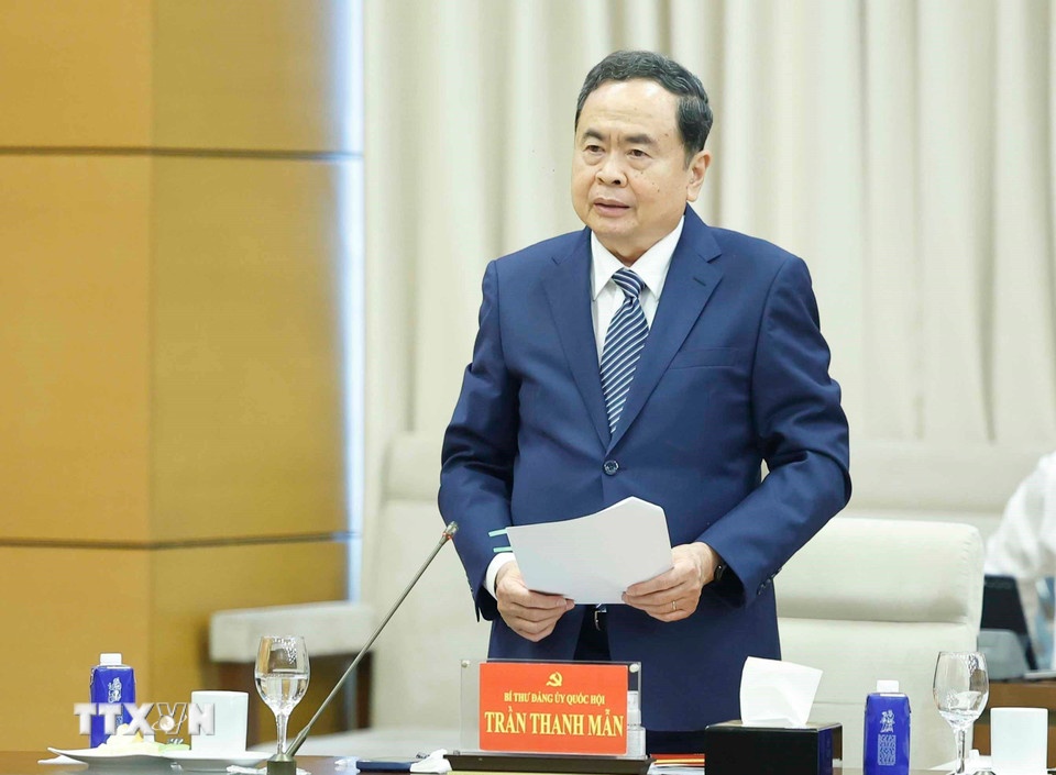 Đồng chí Trần Thanh Mẫn, Ủy viên Bộ Chính trị, Bí thư Đảng ủy Quốc hội, Chủ tịch Quốc hội phát biểu - Ảnh: TTXVN Đồng chí Trần Thanh Mẫn, Ủy viên Bộ Chính trị, Bí thư Đảng ủy Quốc hội, Chủ tịch Quốc hội phát biểu - Ảnh: TTXVN