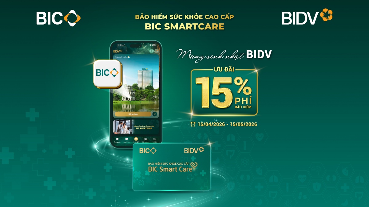 BIC giảm 15% phí bảo hiểm sức khoẻ cao cấp chào mừng ngày thành lập BIDV BIC giảm 15% phí bảo hiểm sức khoẻ cao cấp chào mừng ngày thành lập BIDV