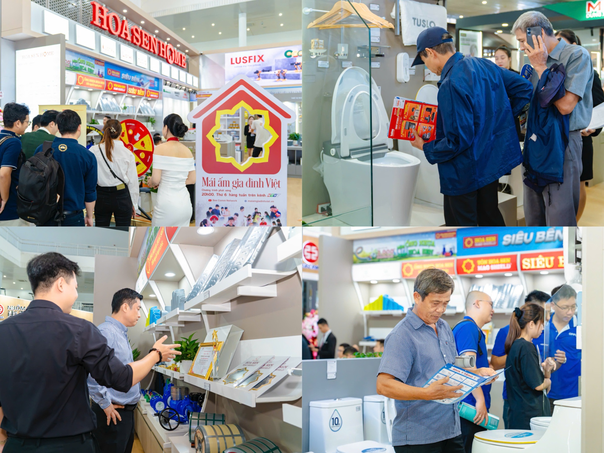 Đông đảo khách hàng tham quan, trực tiếp trải nghiệm và lựa chọn vật liệu xây dựng và nội thất tại Gian hàng Hoa Sen Home. Đông đảo khách hàng tham quan, trực tiếp trải nghiệm và lựa chọn vật liệu xây dựng và nội thất tại Gian hàng Hoa Sen Home.