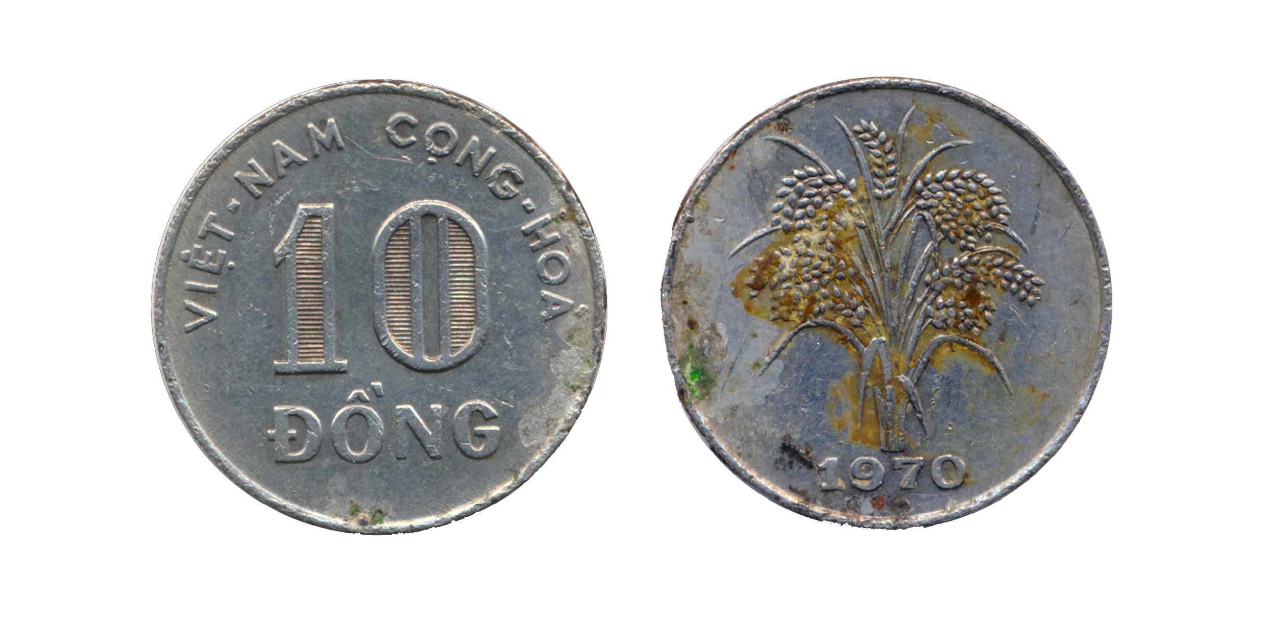 Ảnh 3.2.50. Tiền kim loại 10 đồng sắt mạ niken, 1970 đk 26mm Ảnh 3.2.50. Tiền kim loại 10 đồng sắt mạ niken, 1970 đk 26mm