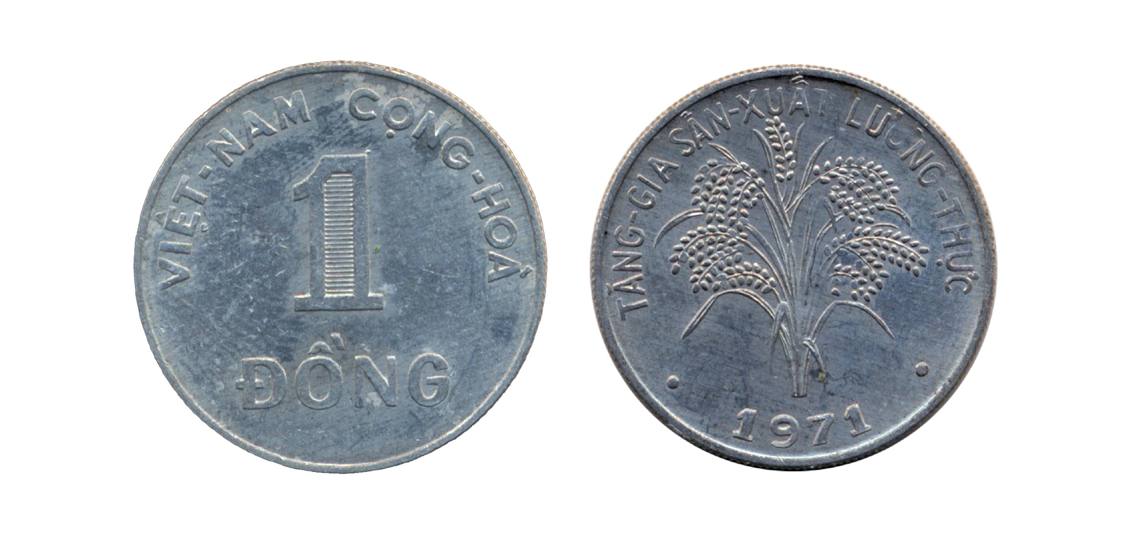 Ảnh 3.2.48. Tiền kim loại 1 đồng sắt mạ niken, 1971 đk 23mm Ảnh 3.2.48. Tiền kim loại 1 đồng sắt mạ niken, 1971 đk 23mm