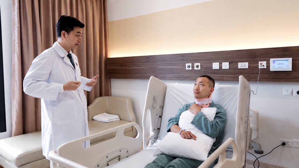 ThS.BS Vũ Xuân Phước hướng dẫn bệnh nhân tập luyện hậu phẫu.