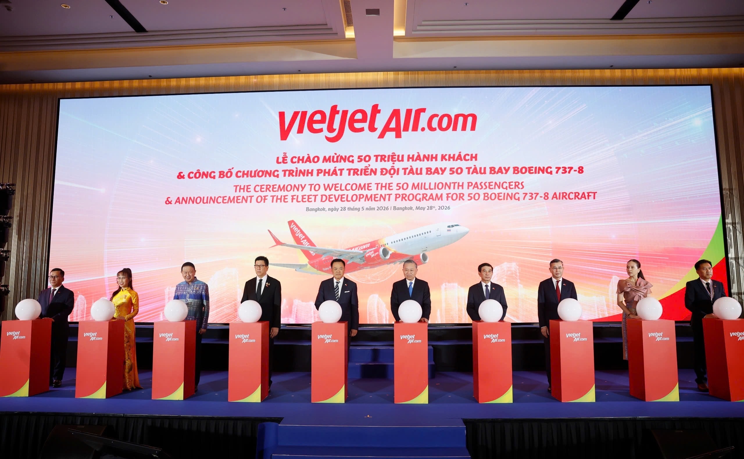 Vietjet chào mừng 50 triệu lượt khách Việt Nam - Thái Lan, mở ra giai đoạn phát triển với đội bay Boeing thế hệ mới