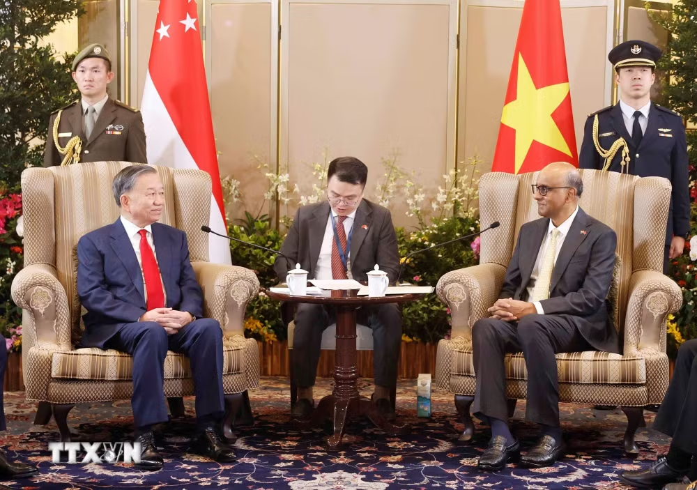 Tổng Bí thư, Chủ tịch nước Tô Lâm hội đàm với Tổng thống Singapore Tharman Shanmugaratnam- Ảnh 2.