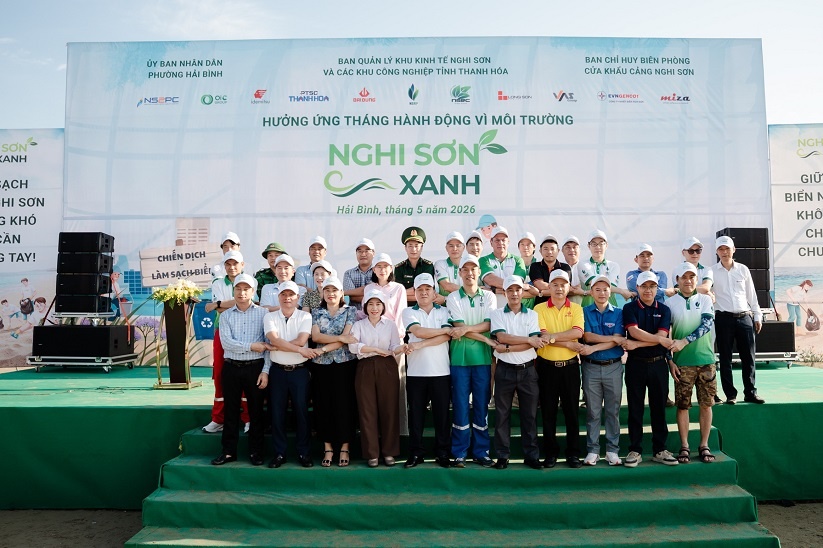 Đại diện của hơn 11 doanh nghiệp, tổ chức, đơn vị phối hợp và người dân địa phương đã tham gia lễ phát động Chiến dịch Nghi Sơn Xanh 2026. Đại diện của hơn 11 doanh nghiệp, tổ chức, đơn vị phối hợp và người dân địa phương đã tham gia lễ phát động Chiến dịch Nghi Sơn Xanh 2026.