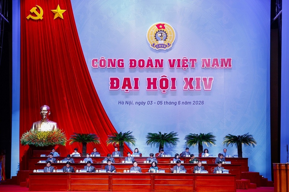 Phiên làm việc thứ nhất Đại hội Công đoàn Việt Nam lần thứ XIV, nhiệm kỳ 2026 - 2031, diễn ra sáng 3.6.2026 tại Trung tâm Hội nghị Quốc gia (Hà Nội). Ảnh: Quang Vinh