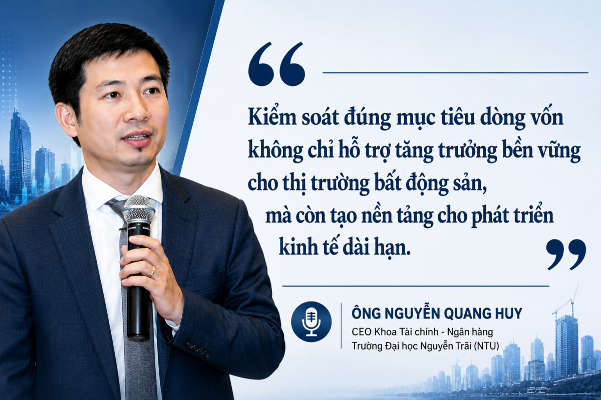Dòng vốn bất động sản cần được dẫn dắt vào nhu cầu thực để tạo nền tảng tăng trưởng bền vững Dòng vốn bất động sản cần được dẫn dắt vào nhu cầu thực để tạo nền tảng tăng trưởng bền vững