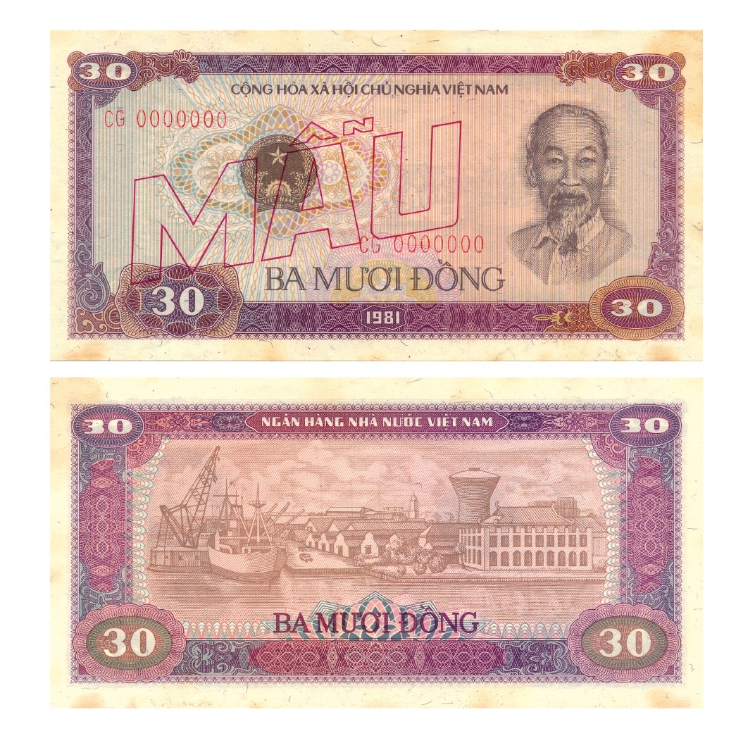 Ảnh 3.3.15. Tiền giấy 30 đồng, 1980 (Seri chữ lớn)