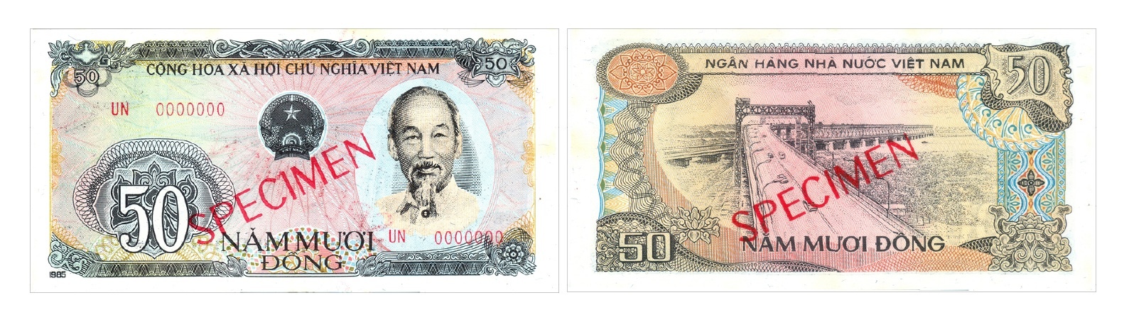 Ảnh 3.3.26. Tiền giấy 50 đồng, 1985 ( màu xanh hồng)