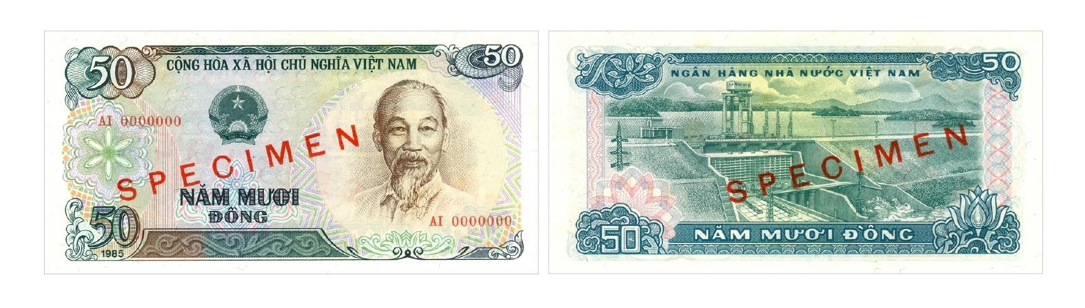 Ảnh 3.3.25. Tiền giấy 50 đồng, 1985 (màu xanh)