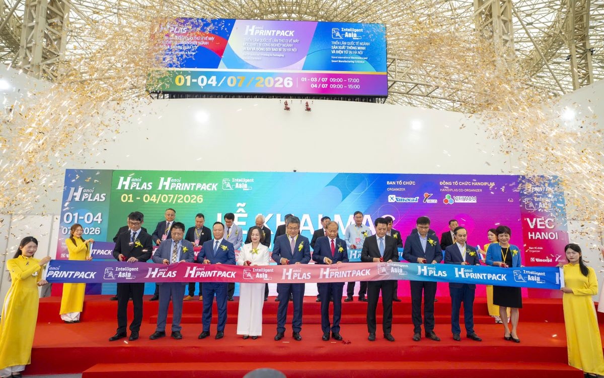 Cắt băng khai mạc chuỗi triển lãm HanoiPlas 2026, HanoiPrintPack 2026 và Intelligent Asia Hanoi 2026 Cắt băng khai mạc chuỗi triển lãm HanoiPlas 2026, HanoiPrintPack 2026 và Intelligent Asia Hanoi 2026