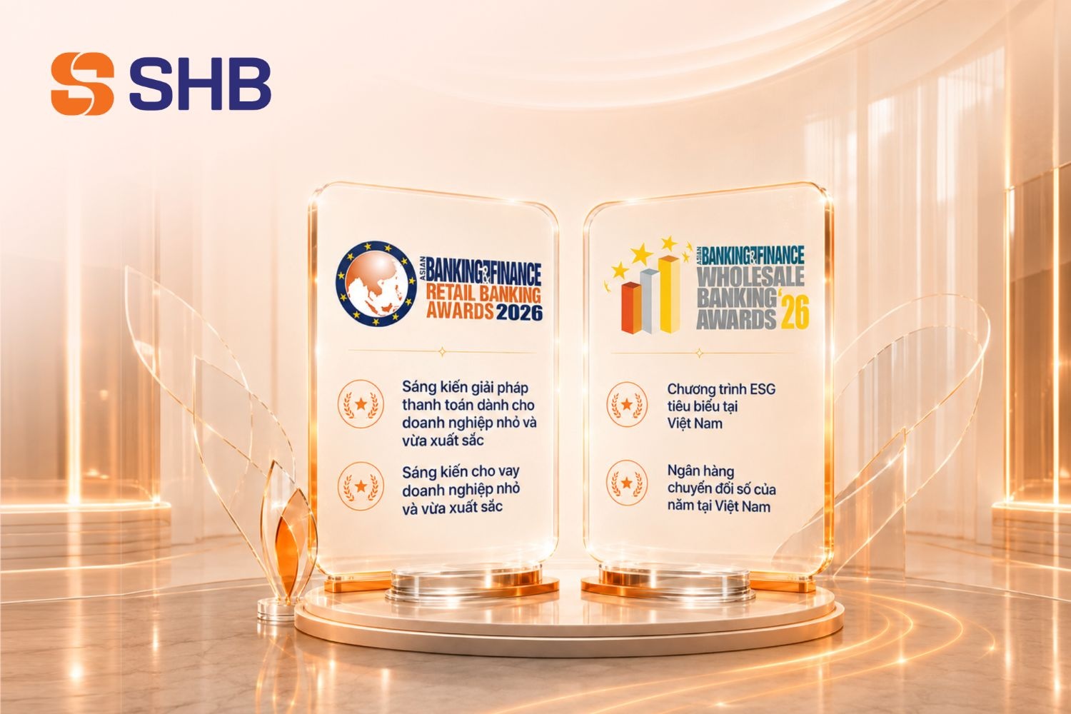 SHB nhận 4 giải thưởng lớn tại Asian Banking & Finance Awards 2026 SHB nhận 4 giải thưởng lớn tại Asian Banking & Finance Awards 2026
