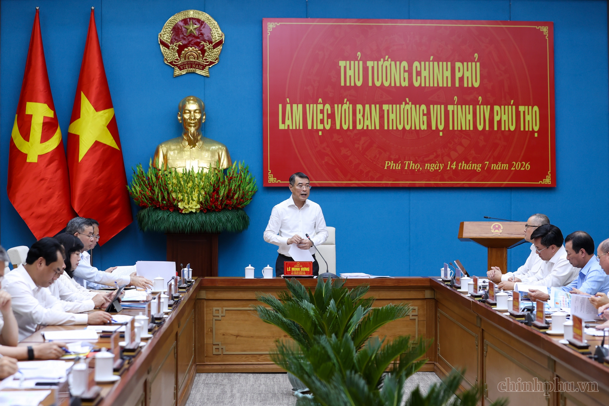 Thủ tướng Chính phủ Lê Minh Hưng làm việc với Ban Thường vụ Tỉnh ủy Phú Thọ ngày 14/7 - Ảnh: VGP/Nhật Bắc Thủ tướng Chính phủ Lê Minh Hưng làm việc với Ban Thường vụ Tỉnh ủy Phú Thọ ngày 14/7 - Ảnh: VGP/Nhật Bắc
