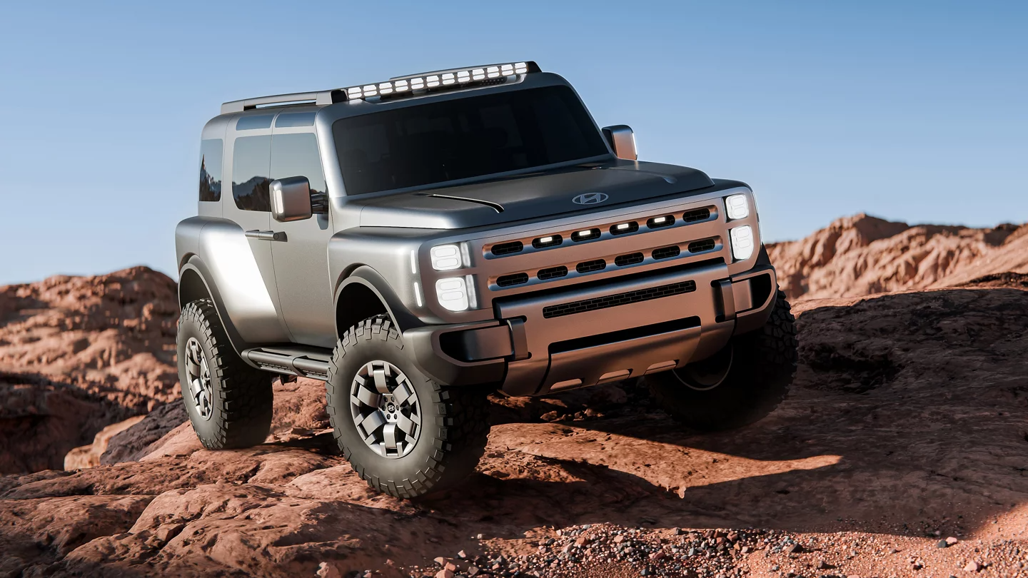 SUV mới của Hyundai lộ kiểu dáng đậm chất off-road SUV mới của Hyundai lộ kiểu dáng đậm chất off-road: Cửa mở ngược như Rolls-Royce, lắp lốp đa địa hình, có sẵn giá nóc tiện dụng - Ảnh 1.