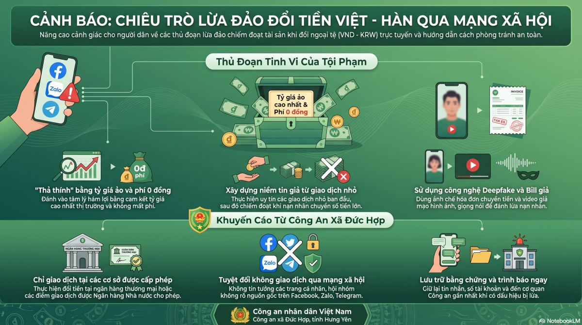 Cảnh giác bẫy lừa đảo đổi tiền Việt - Hàn trên mạng xã hội Cảnh giác bẫy lừa đảo đổi tiền Việt - Hàn trên mạng xã hội