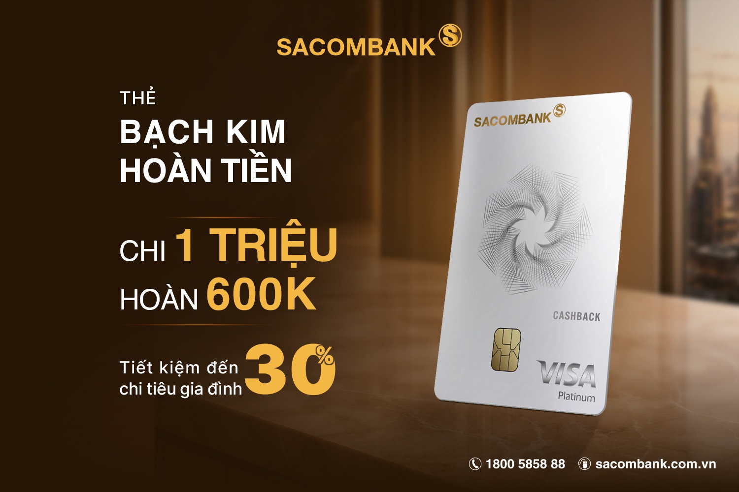 Sở hữu thẻ tín dụng SACOMBANK, tận hưởng ưu đãi đến 1,4 triệu đồng