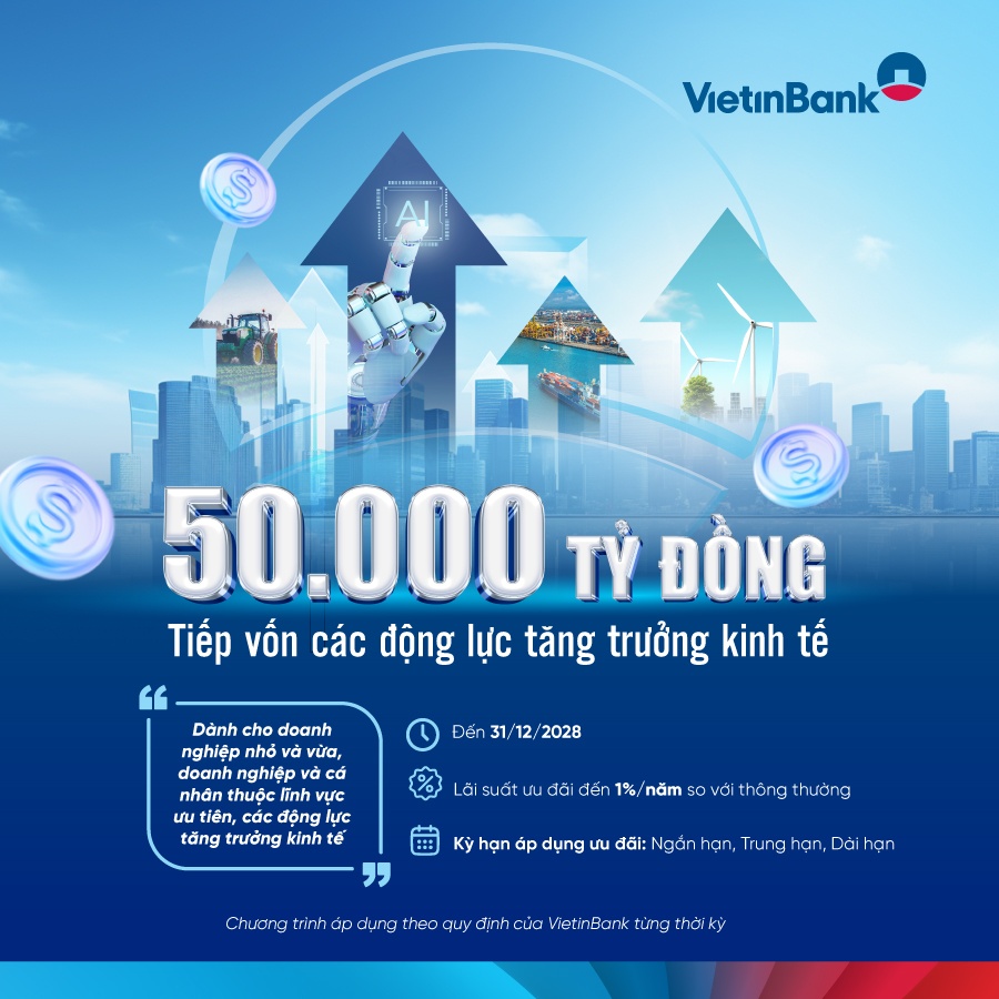 VietinBank dành 50.000 tỷ đồng tín dụng tiếp sức các động lực tăng trưởng kinh tế VietinBank dành 50.000 tỷ đồng tín dụng tiếp sức các động lực tăng trưởng kinh tế
