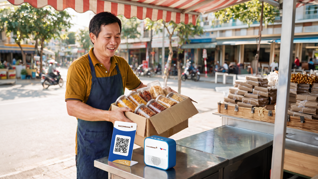 VNPAY trang bị loa thông báo giao dịch, giúp hộ kinh doanh giảm chi phí chuyển đổi số