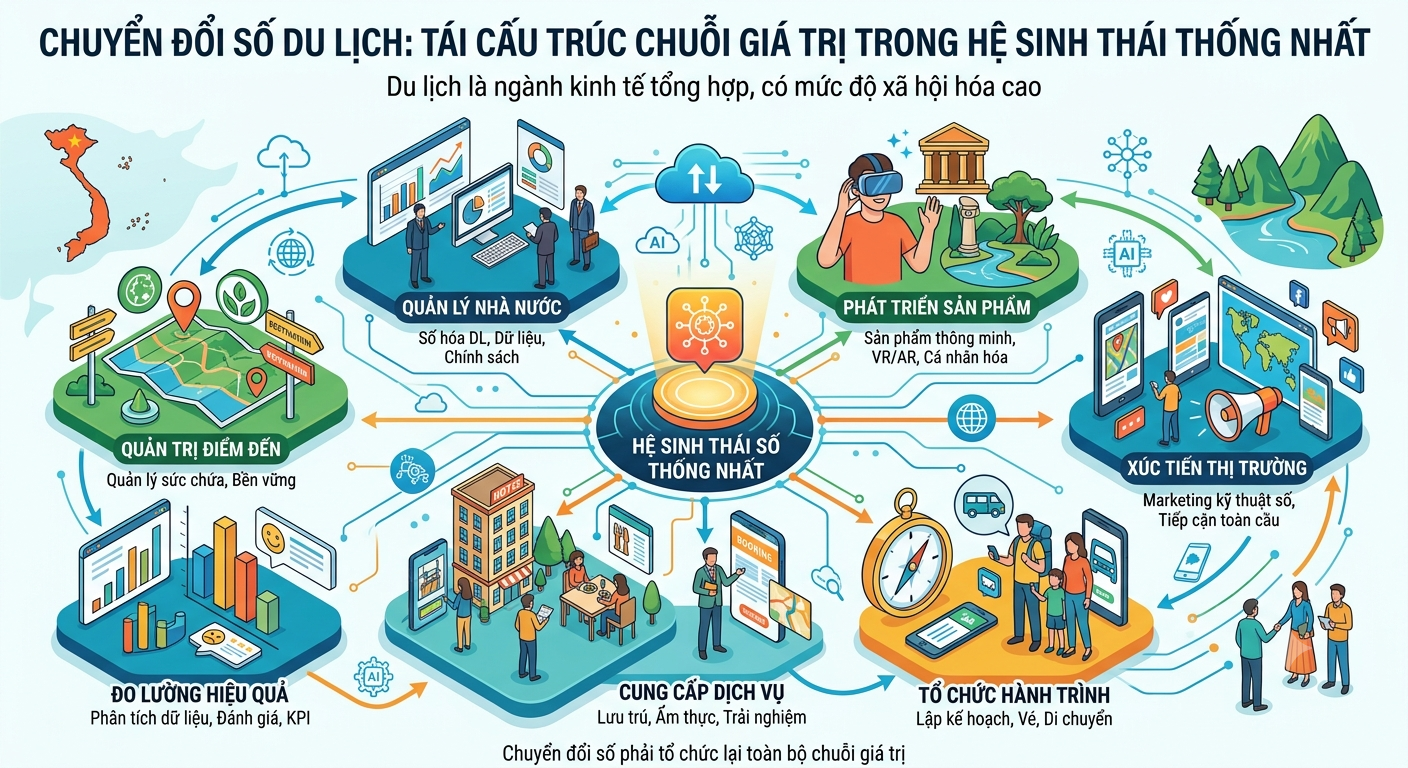 Du lịch Việt Nam đang có cơ hội bước sang mô hình tăng trưởng mới. (Hình ảnh minh họa được tạo bởi AI) Du lịch Việt Nam đang có cơ hội bước sang mô hình tăng trưởng mới. (Hình ảnh minh họa được tạo bởi AI)