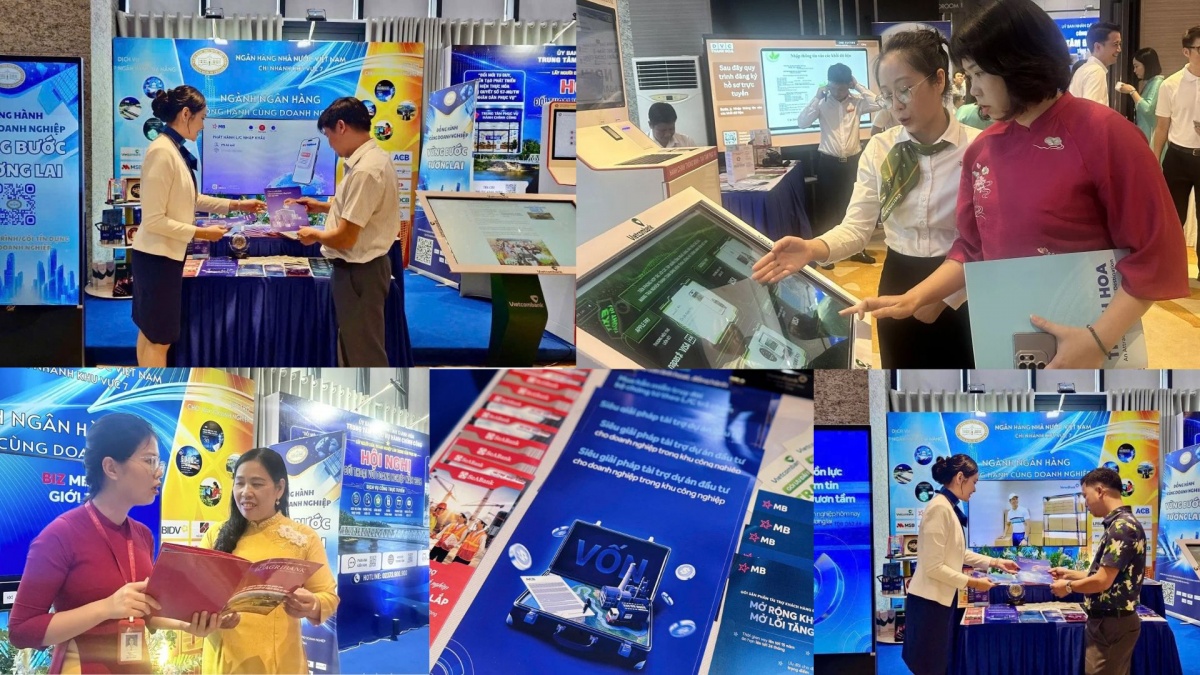 Gian trưng bày, tư vấn trực tiếp nhằm giới thiệu các sản phẩm, dịch vụ ngân hàng hiện đại đến các doanh nghiệp Gian trưng bày, tư vấn trực tiếp nhằm giới thiệu các sản phẩm, dịch vụ ngân hàng hiện đại đến các doanh nghiệp