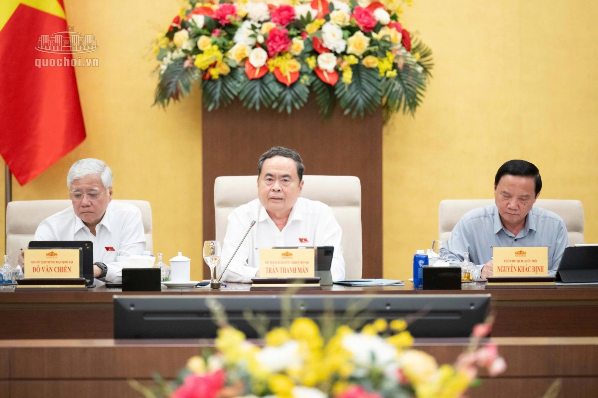 Chủ tịch Quốc hội Trần Thanh Mẫn phát biểu tại phiên họp (Ảnh VPQH))