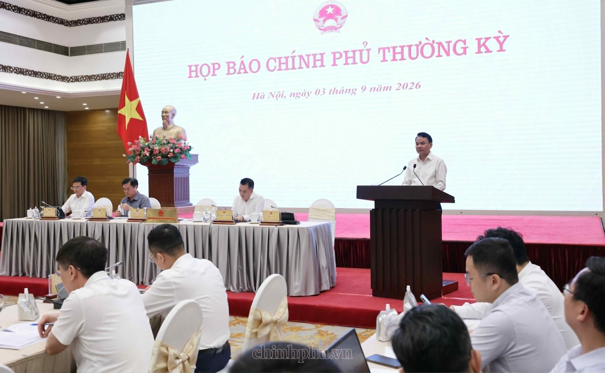 Bộ trưởng, Chủ nhiệm Văn phòng Chính phủ Đặng Xuân Phong, Người phát ngôn của Chính phủ, chủ trì họp báo Chính phủ thường kỳ tháng 8/2026 - Ảnh: VGP/QP Bộ trưởng, Chủ nhiệm Văn phòng Chính phủ Đặng Xuân Phong, Người phát ngôn của Chính phủ, chủ trì họp báo Chính phủ thường kỳ tháng 8/2026 - Ảnh: VGP/QP