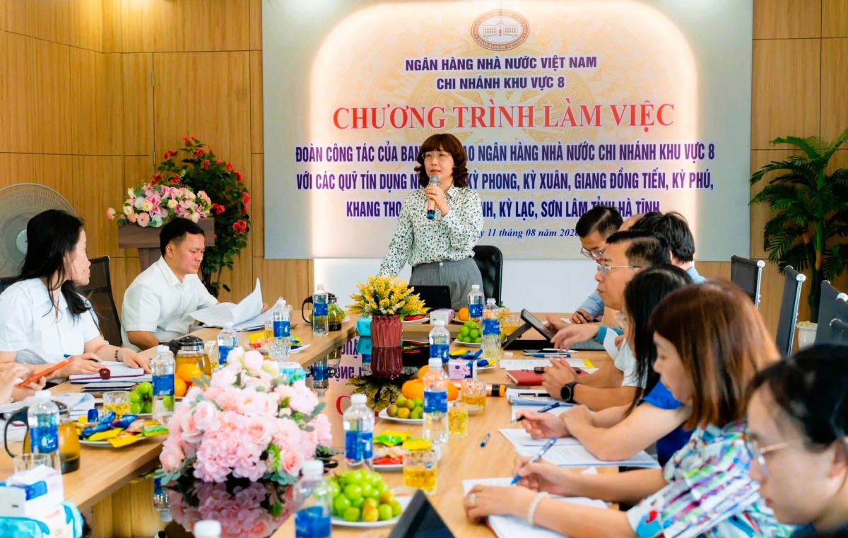 Đoàn công tác của NHNN Chi nhánh khu vực 8 làm việc với một số TCTD trên địa bàn Hà Tĩnh.