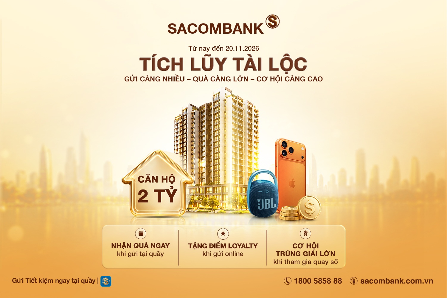 SACOMBANK mang loạt ưu đãi đến khách hàng gửi tiết kiệm với chương trình “Tích lũy tài lộc”