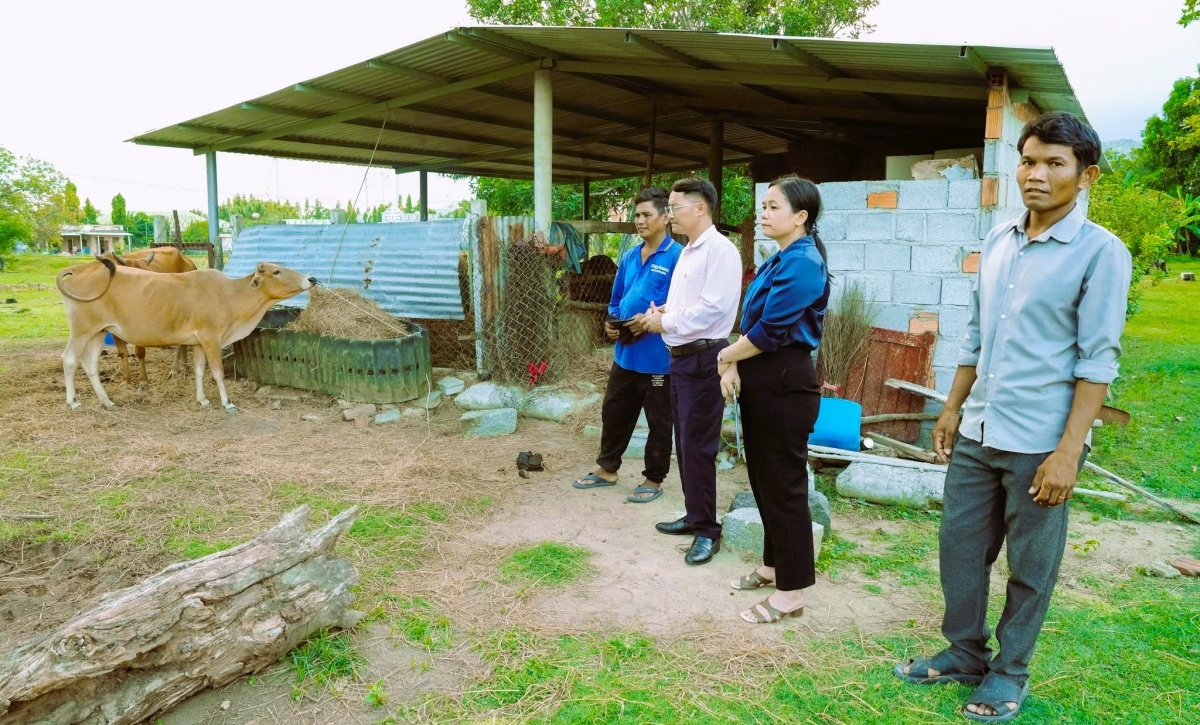 Mô hình vay vốn đầu tư chăn nuôi bò của gia đình anh Katơr Long (phải) ở thôn Bà Râu 1, xã Thuận Bắc. Mô hình vay vốn đầu tư chăn nuôi bò của gia đình anh Katơr Long (phải) ở thôn Bà Râu 1, xã Thuận Bắc.