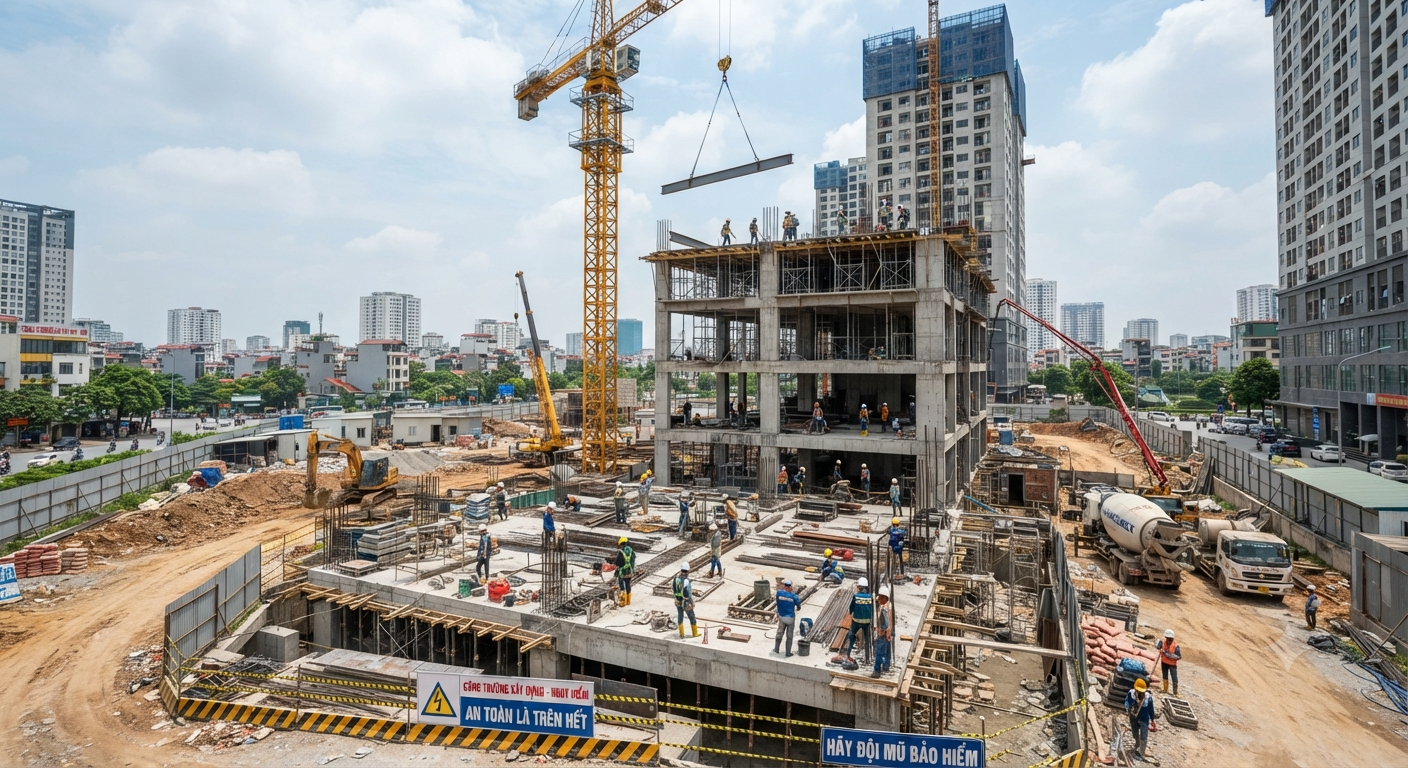 Nhiều công đoạn trong xây dựng thường sử dụng nhiều lao động