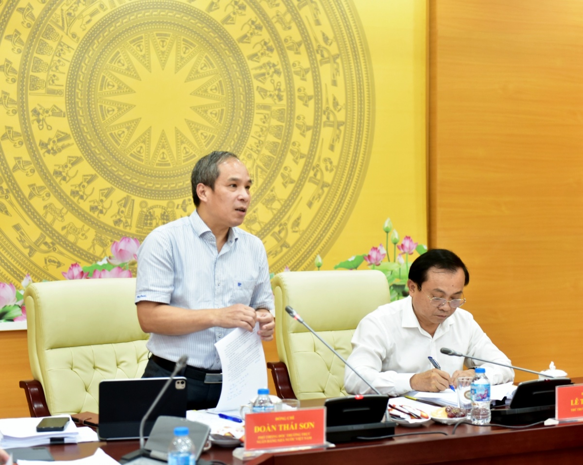 Phó Thống đốc Thường trực NHNN Đoàn Thái Sơn phát biểu tại buổi làm việc Phó Thống đốc Thường trực NHNN Đoàn Thái Sơn phát biểu tại buổi làm việc