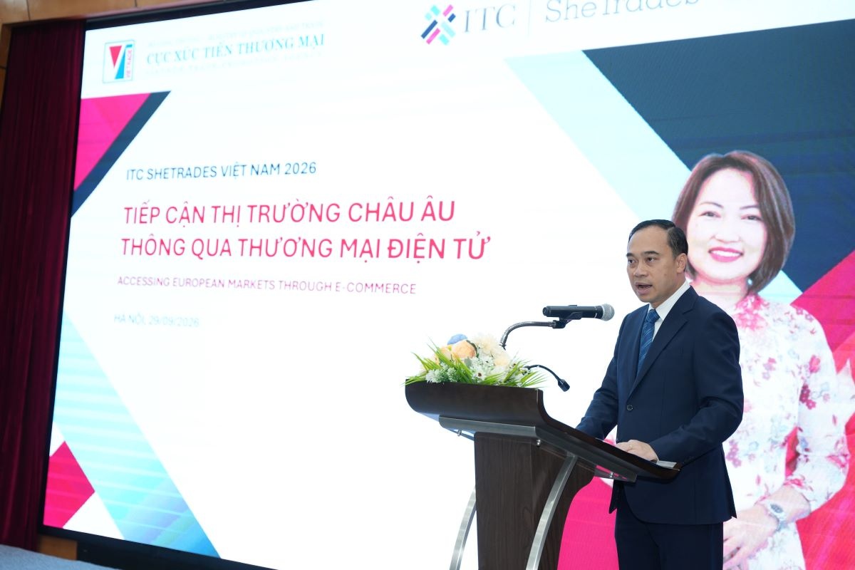 Ông Đào Việt Anh - Trưởng phòng Quan hệ quốc tế, Cục Xúc tiến thương mại phát biểu tại Hội thảo Ông Đào Việt Anh - Trưởng phòng Quan hệ quốc tế, Cục Xúc tiến thương mại phát biểu tại Hội thảo