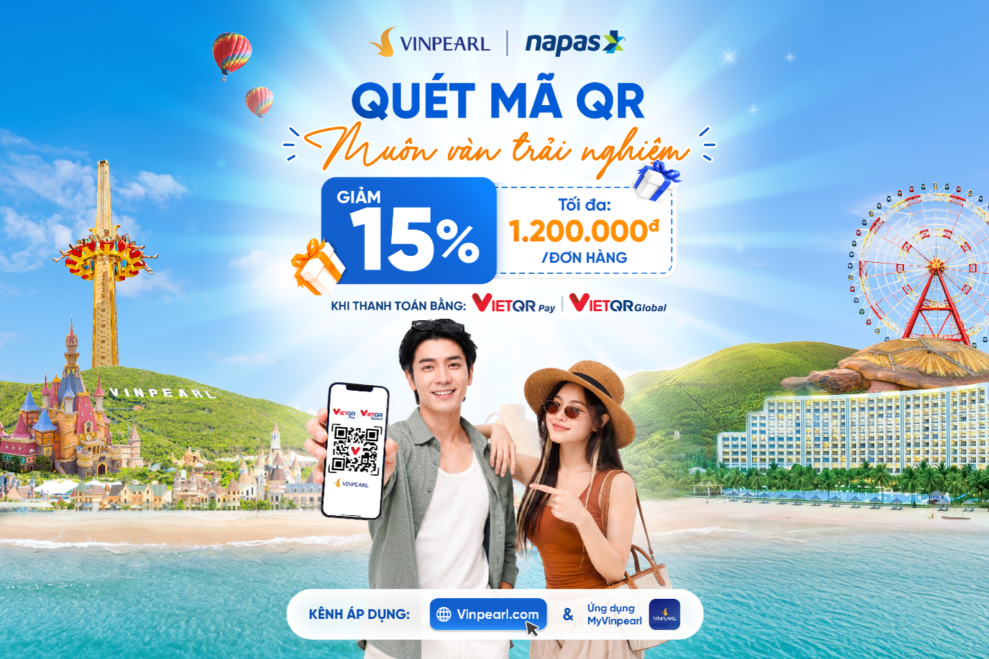 Giảm tới 1,2 triệu đồng khi thanh toán VietQRPay - VietQRGlobal tại hệ sinh thái Vinpearl Giảm tới 1,2 triệu đồng khi thanh toán VietQRPay - VietQRGlobal tại hệ sinh thái Vinpearl