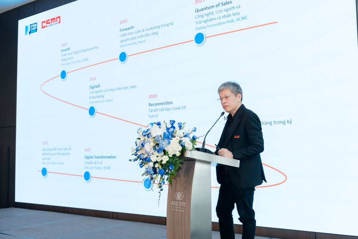 Ông Lê Quốc Vinh, Chủ tịch CSMO Vietnam, Chủ tịch Le Bros, Trưởng ban Tổ chức VSMCamp & CSMO Summit 2026 phát biểu tại sự kiện Ông Lê Quốc Vinh, Chủ tịch CSMO Vietnam, Chủ tịch Le Bros, Trưởng ban Tổ chức VSMCamp & CSMO Summit 2026 phát biểu tại sự kiện